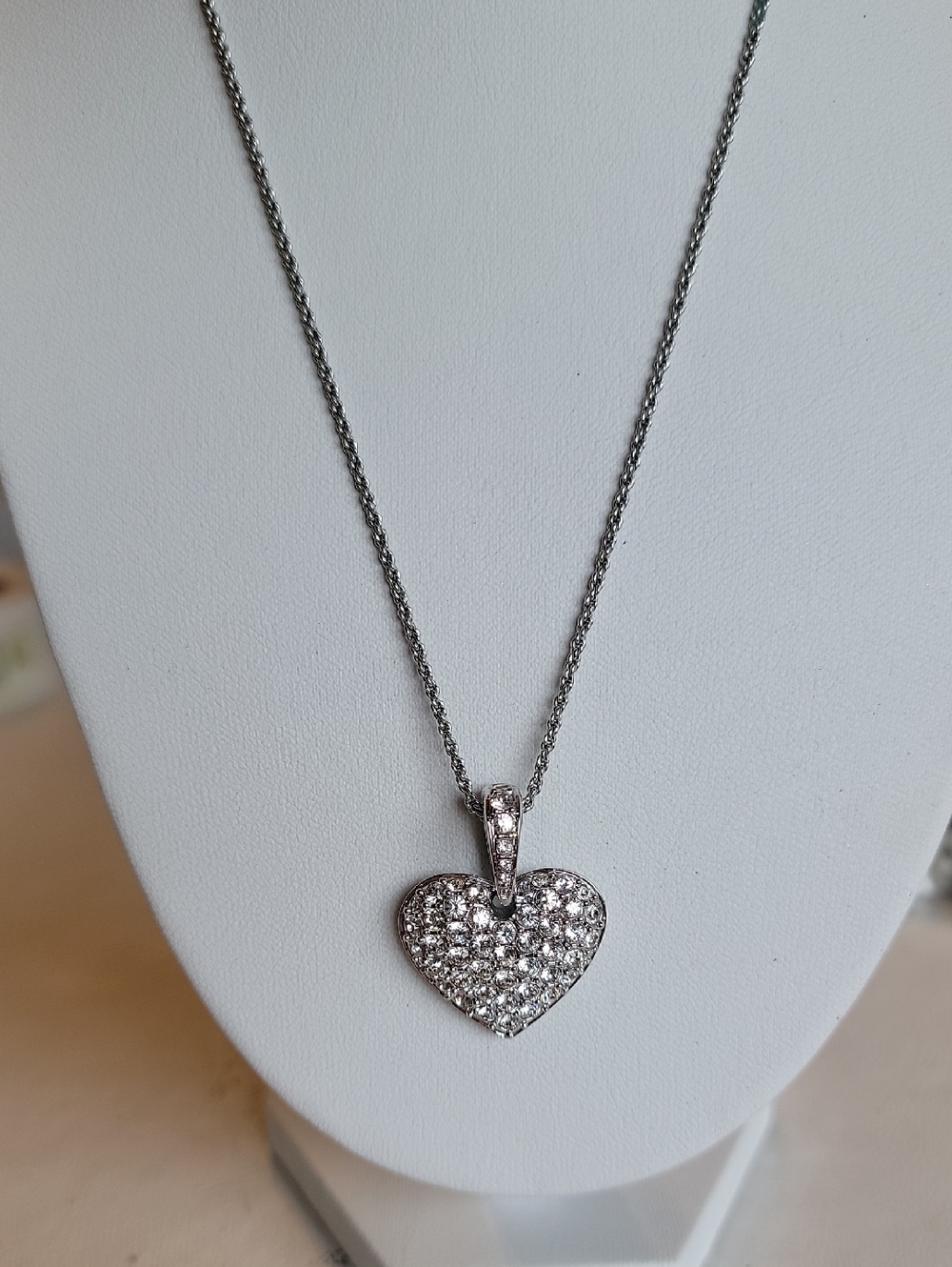 Retired Swarovski Puffed Heart Crystal Necklace.